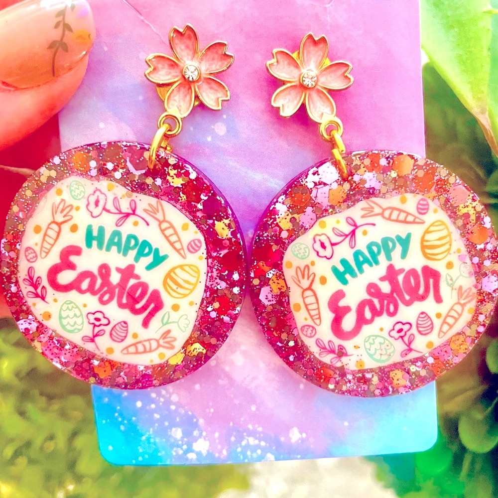 Happy Easter Acrylic Dangle Earrings